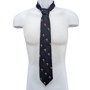 Johnny Appleseeds Santa Golf Tie Mens Navy Printed Silk Blend Christmas Necktie